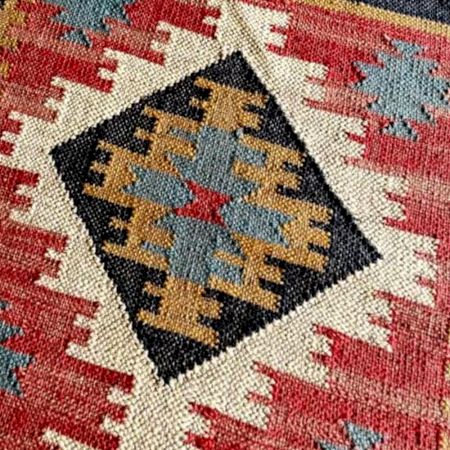 Vintage Handcrafted Multicolor Jute Dhurrie For Home